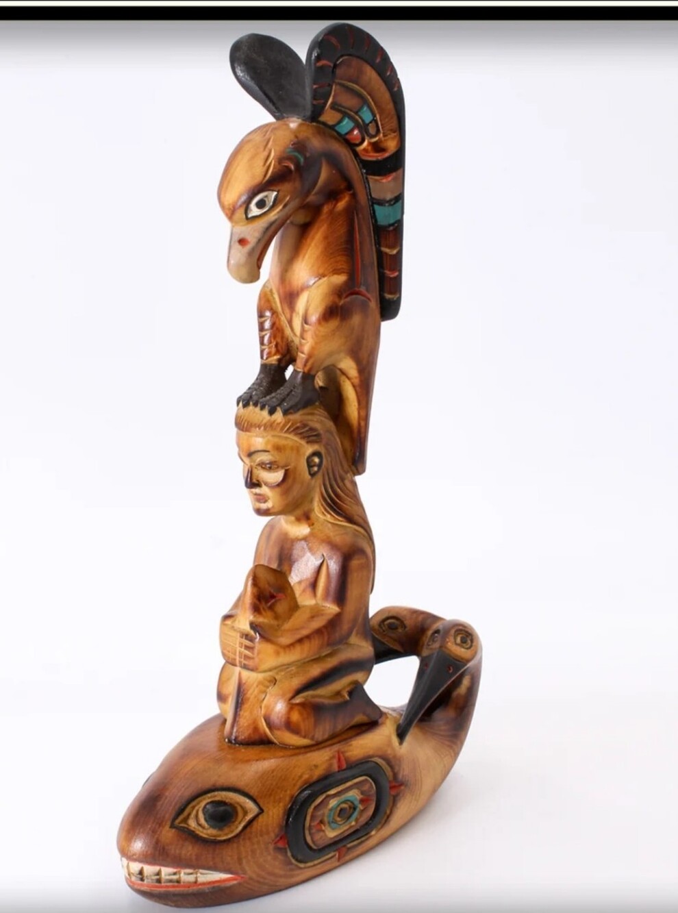WHALE SONG TOTEM POLE HAND CARVED. ALASKAN BLACK DIAMOND REG $ 260 NWT